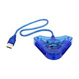 Adaptador Usb Duplo Controle Ps1-ps3 - Plug And Play - Azul