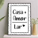 Quadro Decorativo Casa Amor Lar - 45x34cm - Madeira Branca