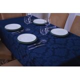 Toalha De Mesa Quadrada Jacquard 1,35x1,50 Azul Marinho