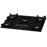 FOGAO COOKTOP FISCHER 5 QUEIMADORES FIT LINE GAS MESA VIDRO PRETO