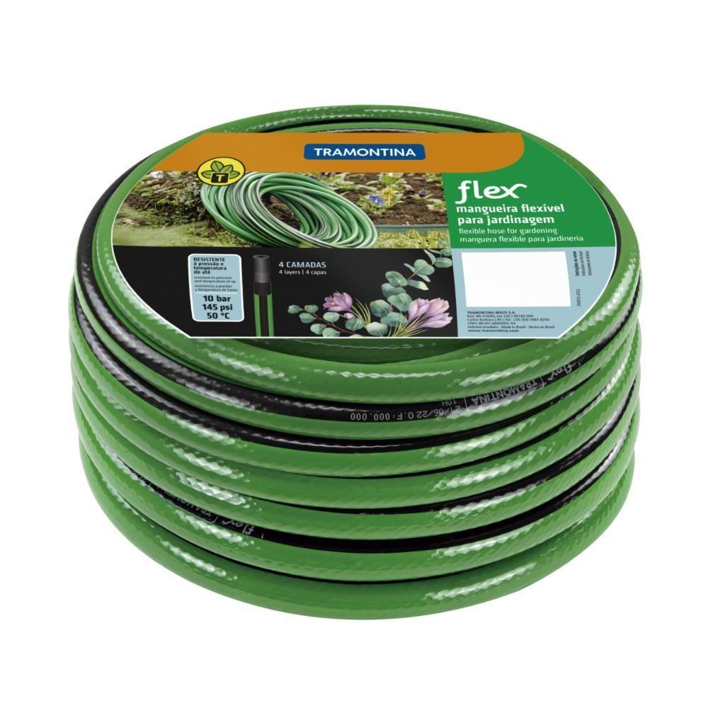 Mangueira Flex Para Jardim Tramontina Verde Com Faixa Preta Em Pvc 4 Camadas 15 M