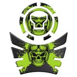 Kit Adesivo Protetor Tanque E Bocal Moto Honda Acima 2018 Caveira Verde Verde
