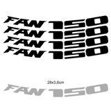 Kit 4 Adesivos Roda Interna Moto Honda Fan 150 Preto