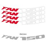 Kit 4 Adesivos Roda Interna Moto Honda Fan 150 Vermelho Vermelho