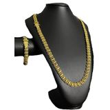 Cordão + Pulseira Dubai Cravejado 8mm Banhado A Ouro 18k