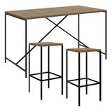 Mesa Para Sala de Jantar e 2 Banquetas Altas Steel Quadra Vermont Base Preta - Artesano