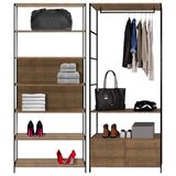 Quarto Modulado Closet 2 Módulos Estilo Industrial Steel Quadra Vermont Base Preto - Artesano