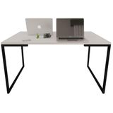 Mesa De Escritório Base Metal Preto Tampo Branco 90cm House