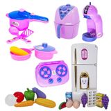 Kit Cozinha Infantil Geladeira Princess Menina Rosa 26pç