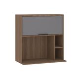 Armário Aéreo De Cozinha 80cm 1 Porta Basculante Com Espaço Para Micro-ondas Aspen Luciane Móveis Vanilla Com Cinza Puro