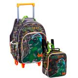 Mochila Dinossauro Rodas+costas + Lancheira Térmica