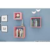 Cubos Decorativo Quarto Bebê Nicho Triplo Am 3078 Rosa - Movelbento