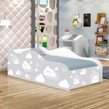 Mini Cama Fun Nuvens Cinza Infantil Com Colchão