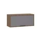 Armário Aéreo De Cozinha 80cm 1 Porta Basculante Aspen Luciane Móveis Vanilla Com Cinza Puro