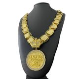Cordão Dubai Supremo 22mm + Pingente Jesus Ouro 10mm Dourado