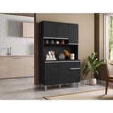 Kit Armario Cozinha Compacta Marcia 105cm 6 Portas Preto Ajl