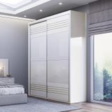 Guarda-roupa Solteiro 2 Portas 2 Gavetas 178,6cm Dalla Costa Off White Brilho