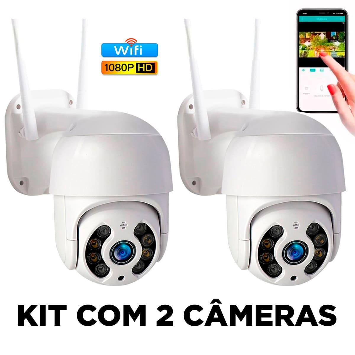 Kit 2 Câmeras De Segurança Externa Wifi Panorâmica