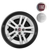 Calota Uno Mobi Argo Cronos Aro 14 Cinza Logo Alumínio 294cb