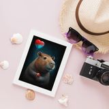 Quadro Decorativo Capivara 45x34cm - Vidro E Moldura Branca