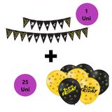 Kit Festa Balão 9 Polegadas - 25 Unidades - Amarelo/preto