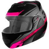 Capacete Moto Robocop Escamoteável Pro Tork V-pro Jet 3 Preto/rosa Tam: 58