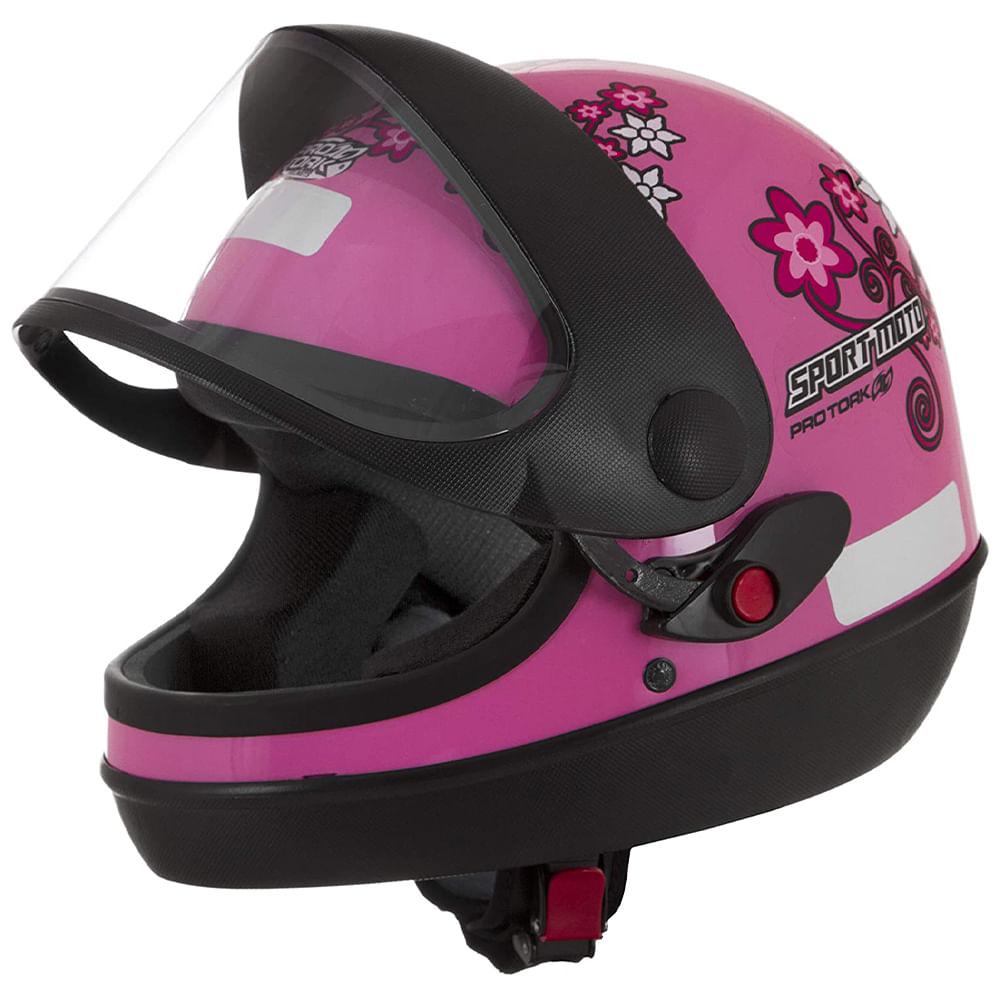 Capacete Feminino Pro Tork Sport Moto For Girls Rosa Tam: 60