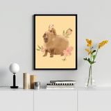 Quadro Capivara Desenho 33x24cm Moldura Madeira Preta