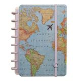 CADERNO A5 COM 60F PAUTADAS E COM 20F SEM PAUTA BY GOCASE MAPA MUNDI - CIA52095