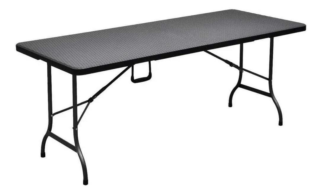 Mesa Dobrável Preta Maleta Alça 1,80m Premium - Carrefour