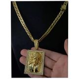 Cordão Grumet 10mm + Pingente Jesus 3d - Banhado A Ouro 18k