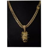 Cordão Grumet 10mm + Pingente Pitbull - Ouro 18k