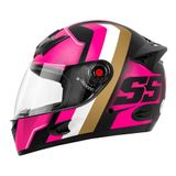 Capacete Moto Fechado Mixs Mx5 Super Speed 62 Rosa e Dourado Fosco