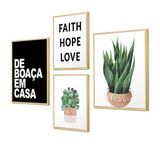 Kit 4 Quadros Decorativos Frases Plantas - Elegância