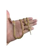 Cordão 6mm Pit Bull + Crucifixo 3d Banhado Ouro 18k