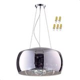 Luminarias Pendentes 40cm Cristal E Vidro Cromado Com Lâmpada Led Cromado 110v-220v