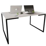 Mesa Escritório Base Metal Preto Tampo Branco 120 Cm House