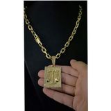Cordão Cadeado 12mm + Pingente Direito Ouro 18k