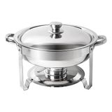 Rechaud Redondo 4l Inox Com Cuba Comida, Água E Tampa