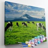 Kit Pintura Terapêutica - Vacas No Pasto - Tintas E Pincéis