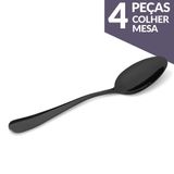 Jogo De Colher Mesa Aço Inox Preto 4 Peças Gourmet Mix