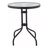Mesa Redonda Aço Vidro 60x70cm Jardim Varanda - Home Deluxe