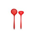 Jogo Concha, Escumadeira E Espátula Silicone Vermelho