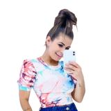 Blusa Feminina Cropped com Ombro Princesa Letrinha Tie Day