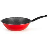 Frigideira Wok Multiflon Essencial Oriental Com Revestimento Antiaderente Ultra 7 Vermelha 28 Cm