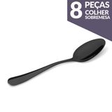 Jogo De Colher Sobremesa Aço Inox Preto 8 Peças Gourmet Mix