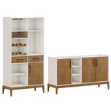 Cristaleira Bar E Buffet Mdf/madeira Maciça Milao Off White Freijo Fnt Off White Freijo