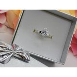 Anel Solitário Zircônia Gota | Prata Banhada | Semi Joia