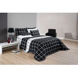 Cama Casal King Xadrez 200 Fios Seda - Preto