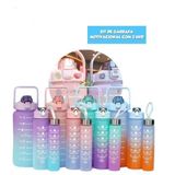 Kit 3 Garrafas Squeeze Motivacional - 2l, 900ml, 300ml